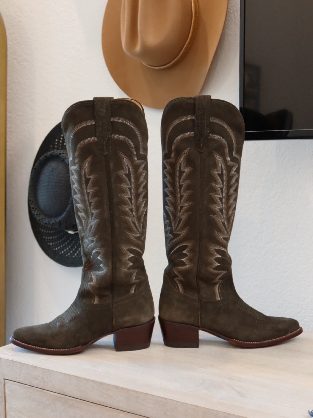 Tecovas Abby Tall Western Boot in Olive Green - Picture 8 of 10
